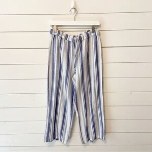 J.Crew Beach | Women’s Linen Blend Stripped Cropped Beach Nautical Pants Small